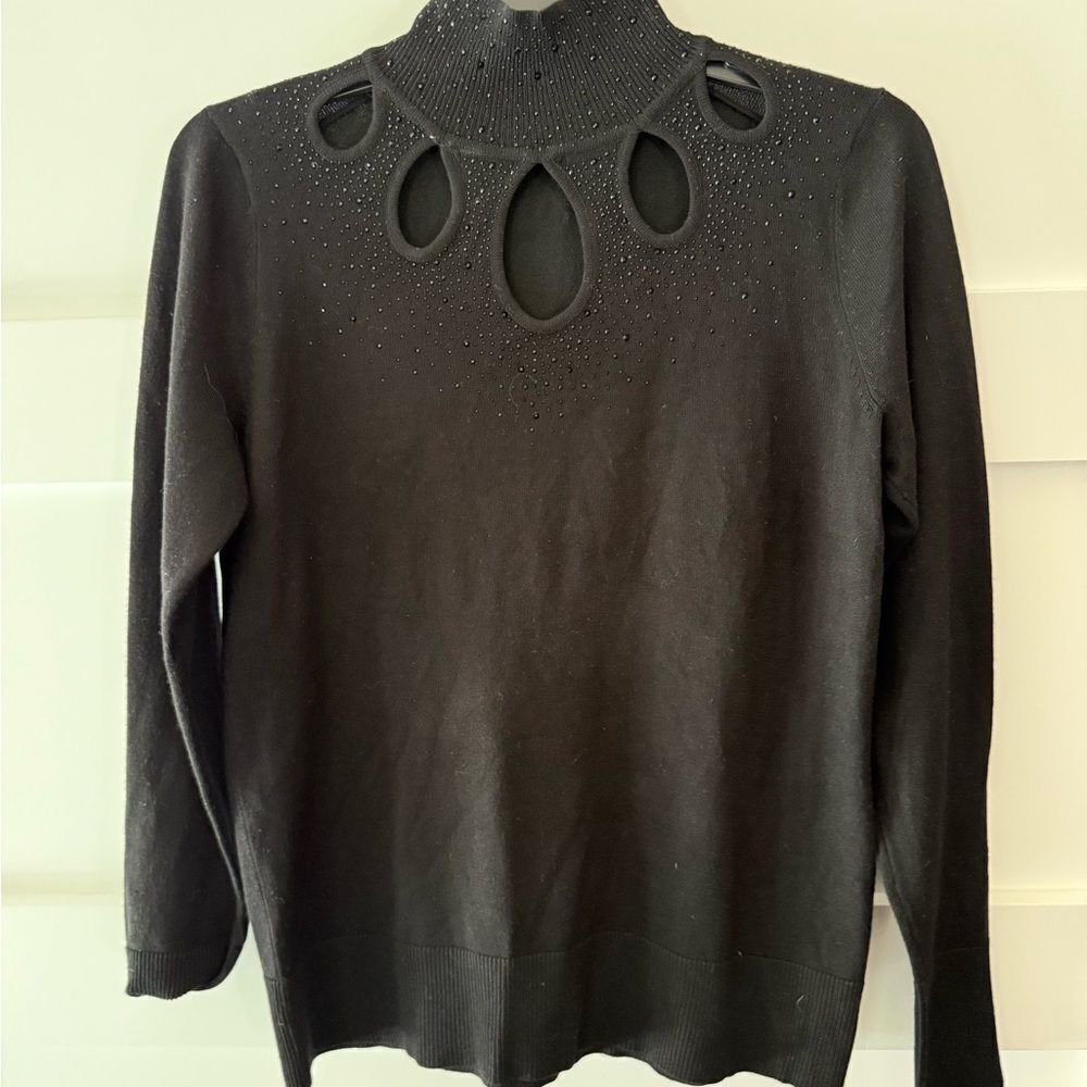 Black Sweater with Cutout Design and sequins size medium